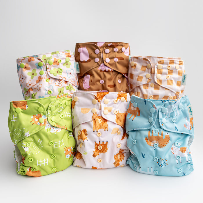Animals and Insects: Essentials Pocket Cloth Diaper with Athletic Wicking Jersey, Grows with your Baby