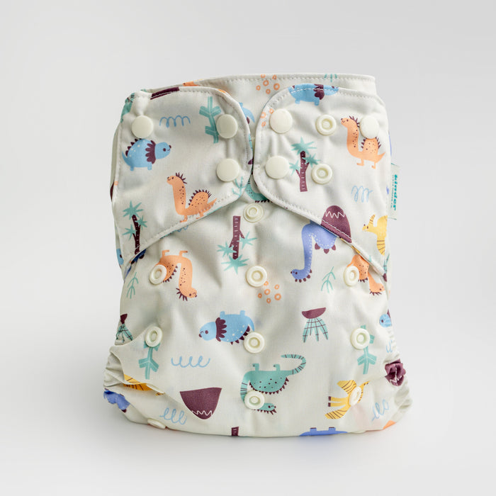 Animals and Insects: Essentials Pocket Cloth Diaper with Athletic Wicking Jersey, Grows with your Baby