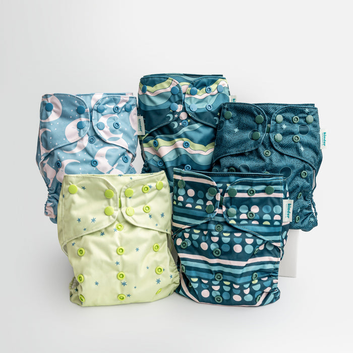 Space and Sky: Essentials Pocket Cloth Diaper with Athletic Wicking Jersey, Grows with your Baby