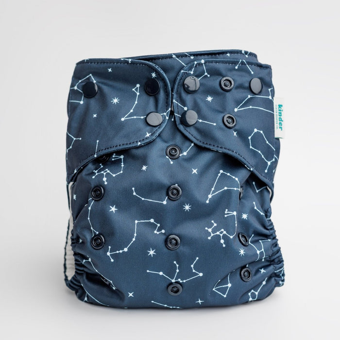 Space and Sky: Essentials Pocket Cloth Diaper with Athletic Wicking Jersey, Grows with your Baby