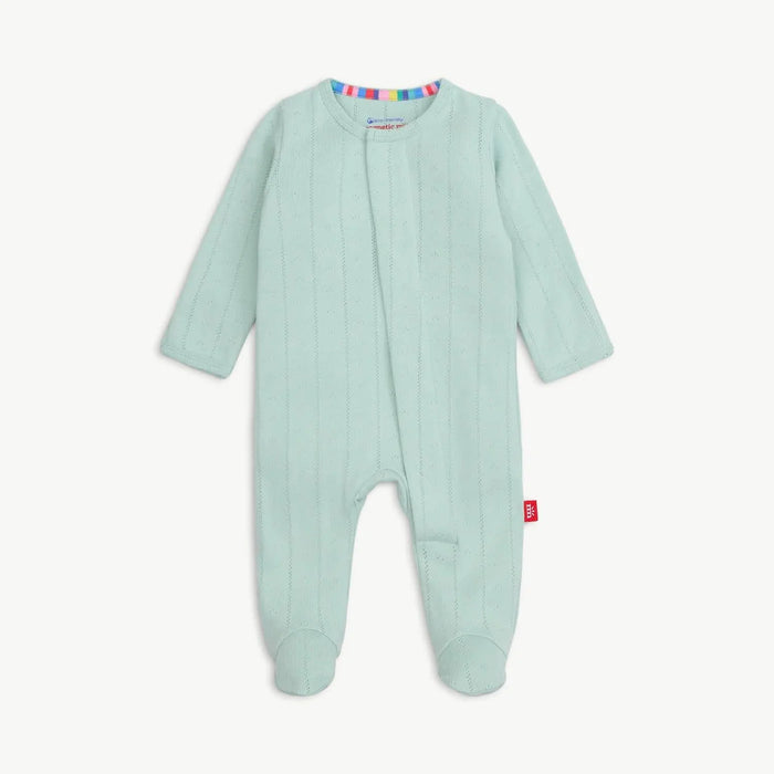 Seagrass Love Lines Organic Cotton Pointelle Magnetic Footies