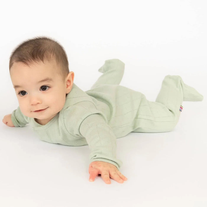 Seagrass Love Lines Organic Cotton Pointelle Magnetic Footies