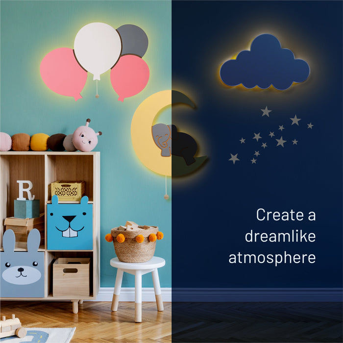 LumiDreams Wall Light - Kid's Decor Nightlight Elephant on Moon - Nature Baby Outfitter