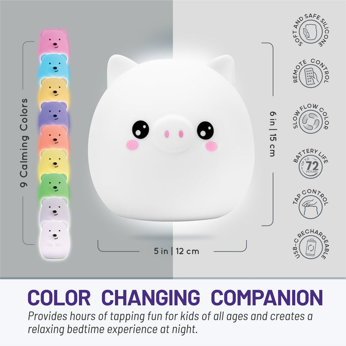 LumiPets® Percy the Pig- Children's Touch Night Light
