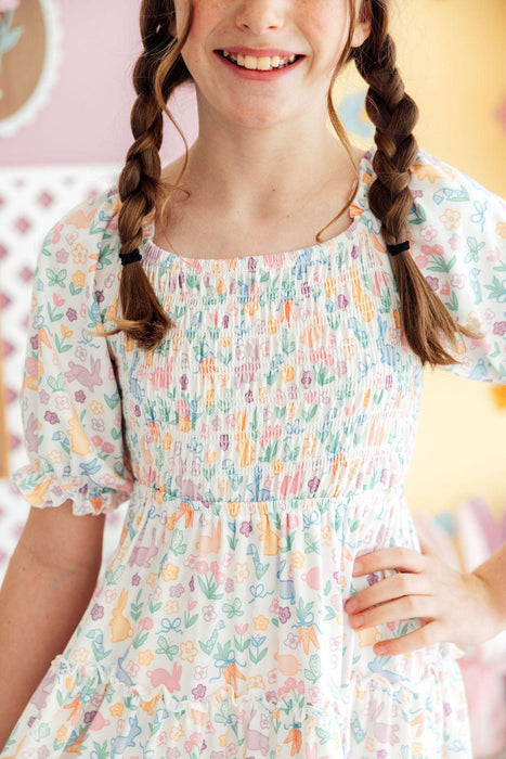 Hoppy Easter Smocked Ruffle Dress 4T