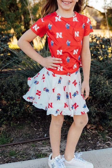 Nebraska Red Herbie Husker Ruffle Pocket Tee