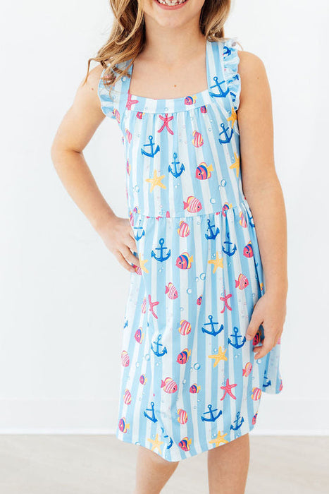 Tidepool Treasures Ruffle Cross Back Dress