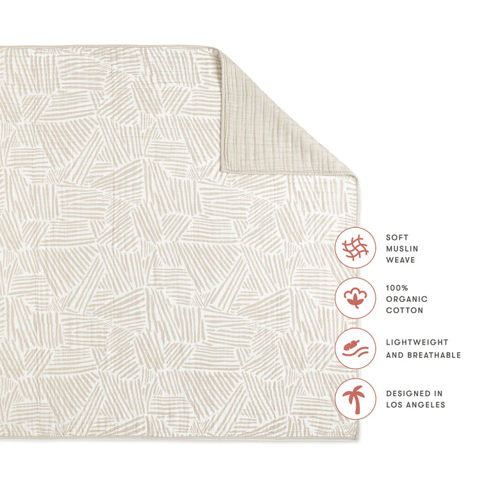 T29239,Babyletto,Oat Stripe Muslin Quilt in GOTS Certified Organic Cotton