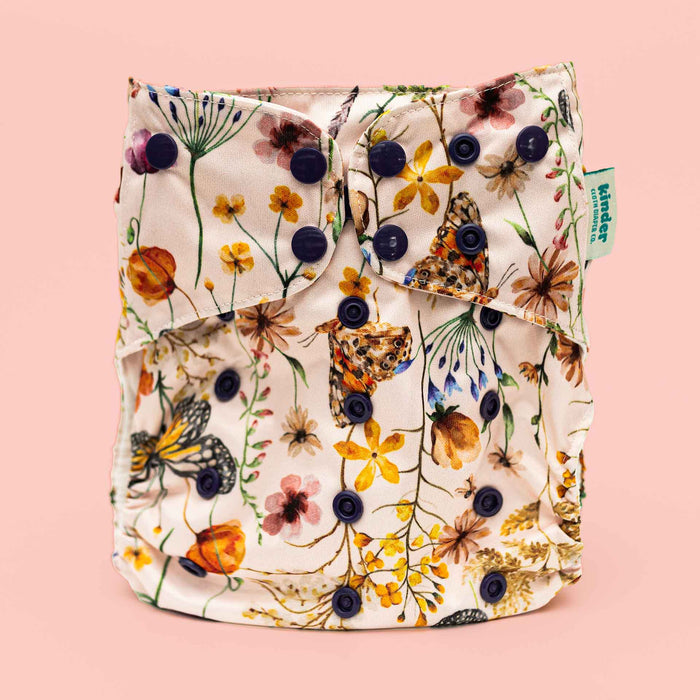 Floral: Essentials Pocket Cloth Diaper with Athletic Wicking Jersey, Grows with your Baby
