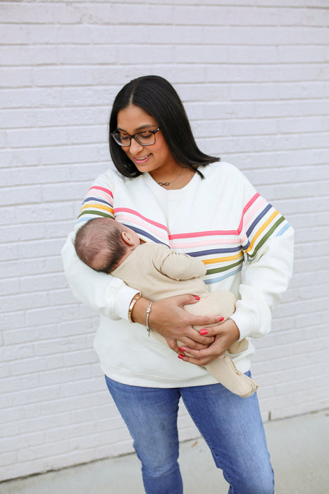 Six Stripe Invisible Zip Breastfeeding Sweatshirt - Nature Baby Outfitter