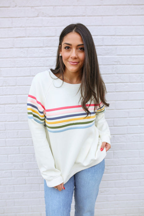 Six Stripe Invisible Zip Breastfeeding Sweatshirt - Nature Baby Outfitter