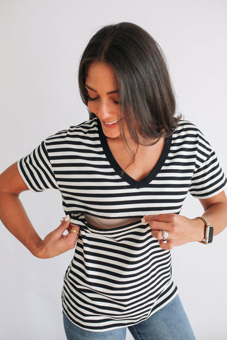 V-Neck Full Zip Breastfeeding Tee - Nature Baby Outfitter