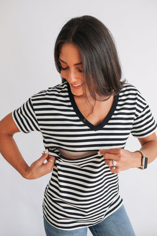 V-Neck Full Zip Breastfeeding Tee - Nature Baby Outfitter