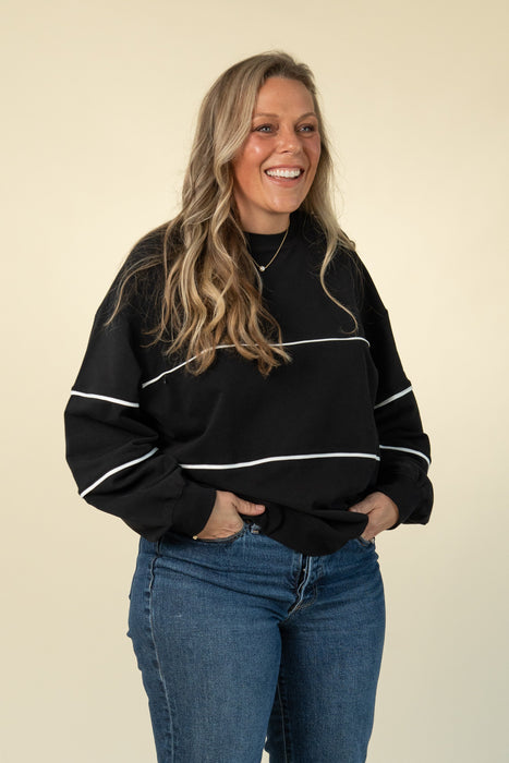 Relaxed Fit Invisible Zipper Breastfeeding Sweatshirt with Piping