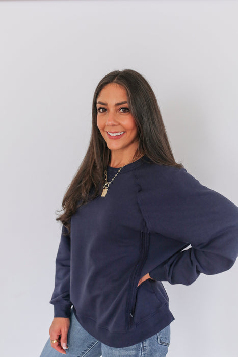 Big Hug Vertical Zip Breastfeeding Crewneck - Nature Baby Outfitter