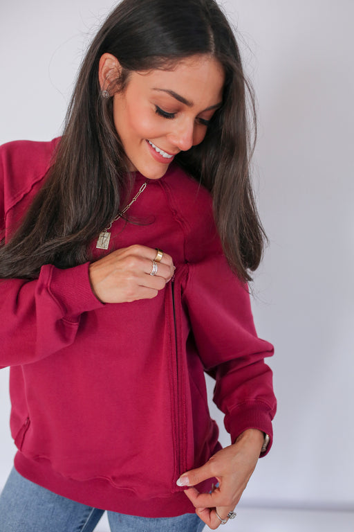 Big Hug Vertical Zip Breastfeeding Crewneck - Nature Baby Outfitter