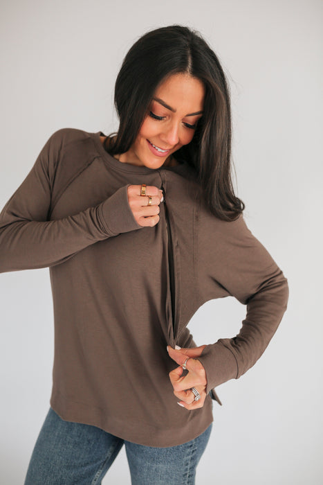 Free Flowing Lightweight Long Sleeve Nursing Top
