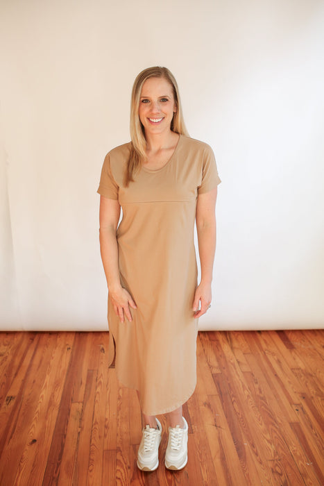 FINAL SALE Invisible Zipper Midi Breastfeeding T-Shirt Dress - Nature Baby Outfitter