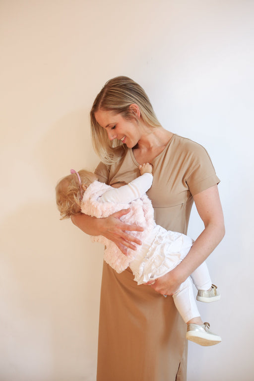 FINAL SALE Invisible Zipper Midi Breastfeeding T-Shirt Dress - Nature Baby Outfitter
