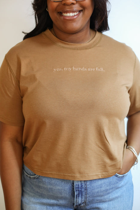 FINAL SALE Cropped Embroidered Nursing Friendly Tee