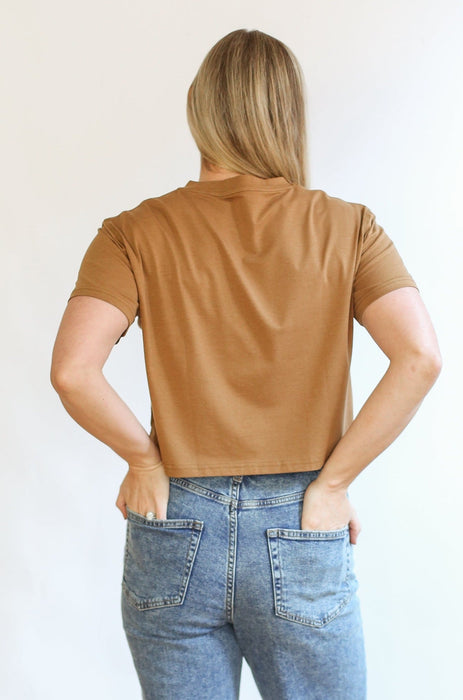 FINAL SALE Cropped Embroidered Nursing Friendly Tee