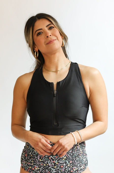 Crop Zip Up Breastfeeding Swimsuit Top - Nature Baby Outfitter