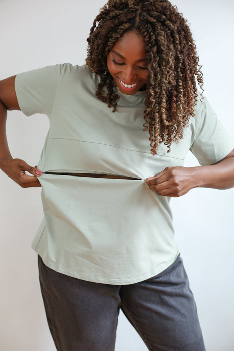 Classic Fit Invisible Zip Breastfeeding Tee - Nature Baby Outfitter