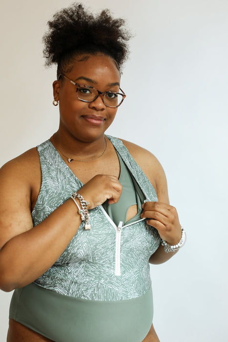 One Piece Zip Up Breastfeeding Swimsuit - Nature Baby Outfitter