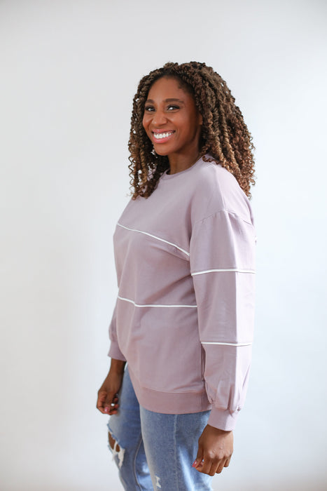 Relaxed Fit Invisible Zipper Breastfeeding Sweatshirt with Piping - Nature Baby Outfitter