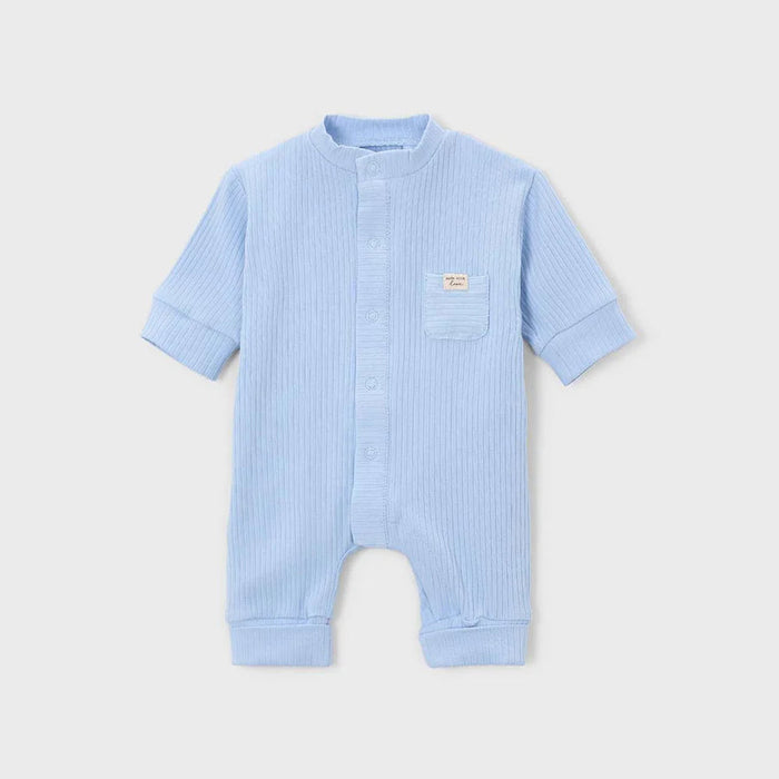 Sky Blue Ribbed Romper