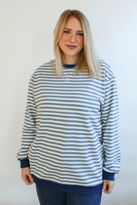 Oversized Fit Freestyle Stripe Breastfeeding Sweatshirt
