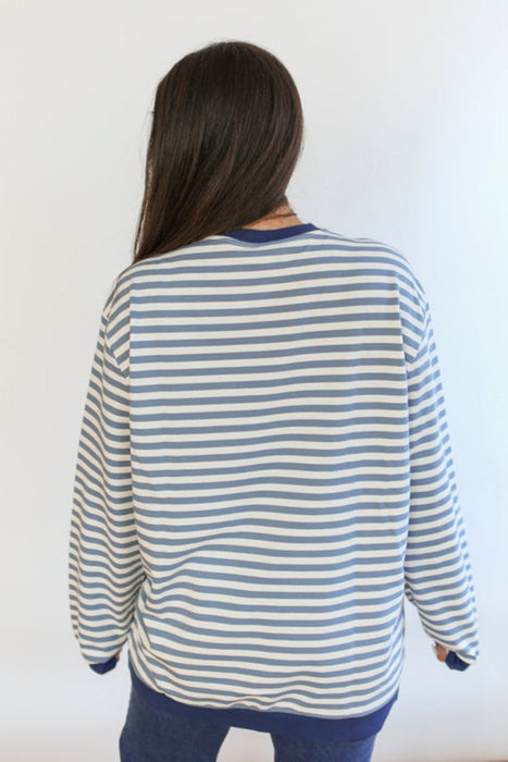 Oversized Fit Freestyle Stripe Breastfeeding Sweatshirt