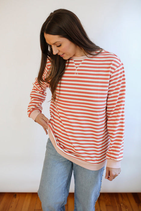 Oversized Fit Freestyle Stripe Breastfeeding Sweatshirt