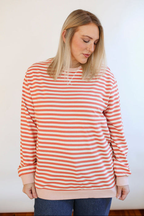 Oversized Fit Freestyle Stripe Breastfeeding Sweatshirt