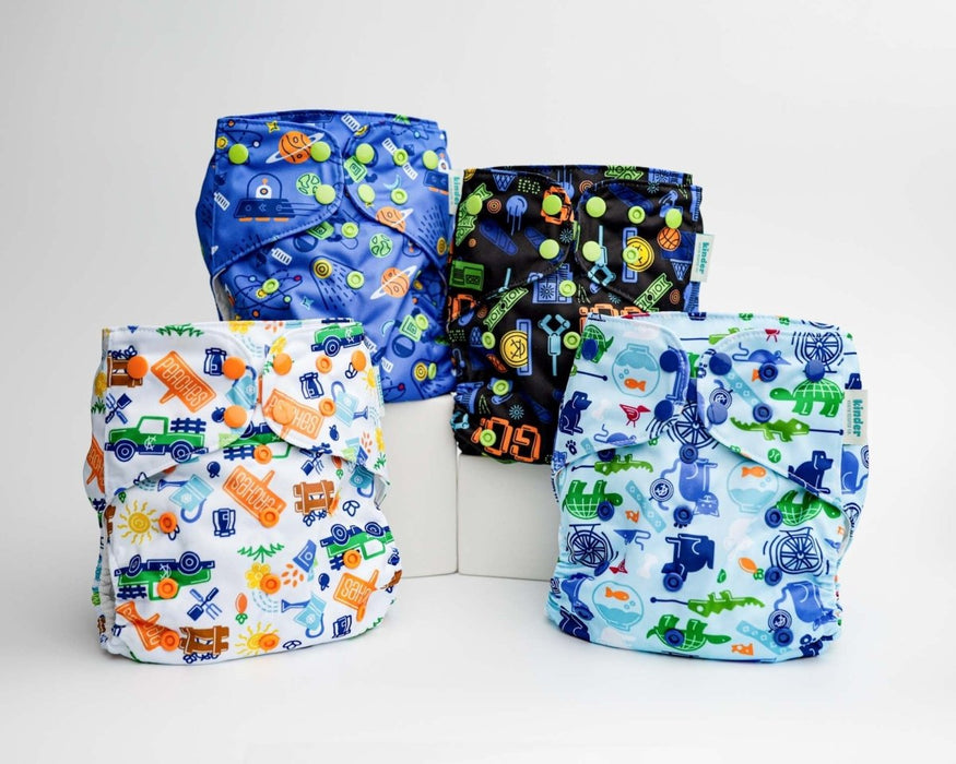 Animals and Insects: Essentials Pocket Cloth Diaper with Athletic Wicking Jersey, Grows with your Baby