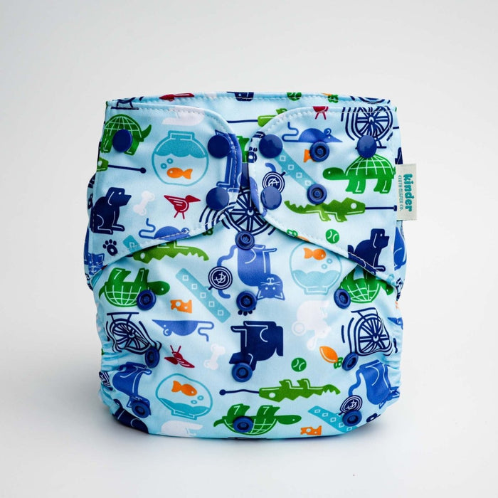 Animals and Insects: Essentials Pocket Cloth Diaper with Athletic Wicking Jersey, Grows with your Baby