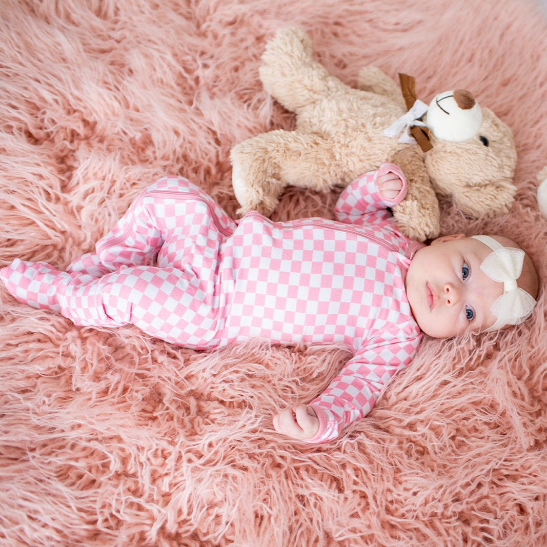 Pink Checkers Footie — Nature Baby Outfitter