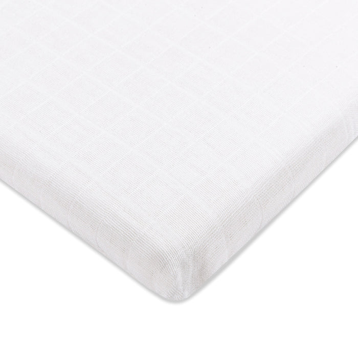 T29434,Babyletto,Plain White Muslin All-Stages Bassinet Sheet in GOTS Certified Organic Cotton