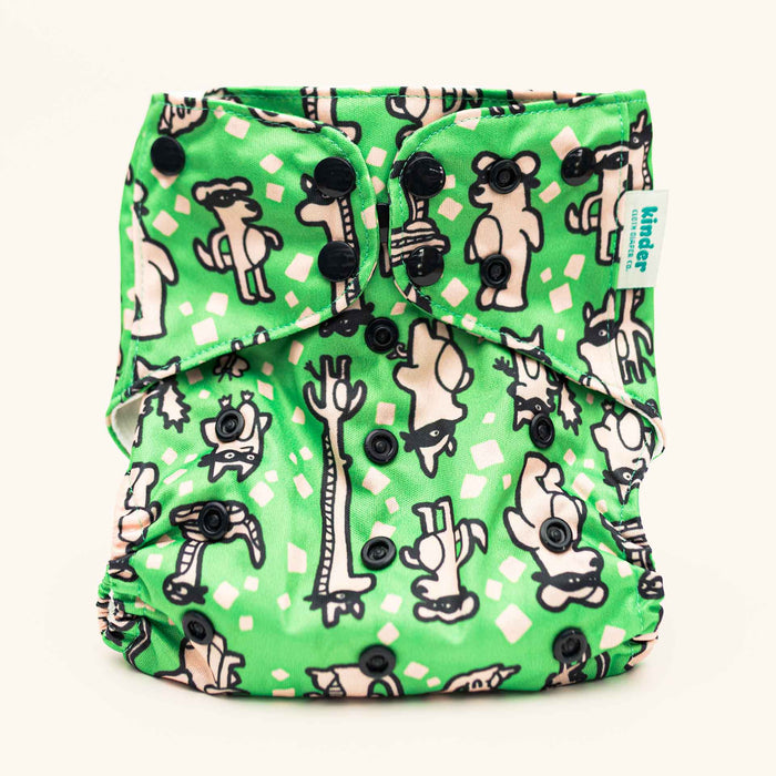 Animals and Insects: Essentials Pocket Cloth Diaper with Athletic Wicking Jersey, Grows with your Baby