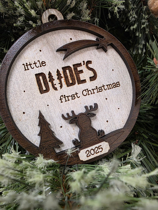 Little Dude's First Christmas Wooden Ornaments