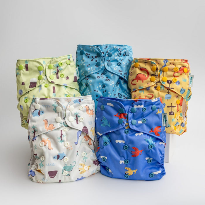 Animals and Insects: Essentials Pocket Cloth Diaper with Athletic Wicking Jersey, Grows with your Baby