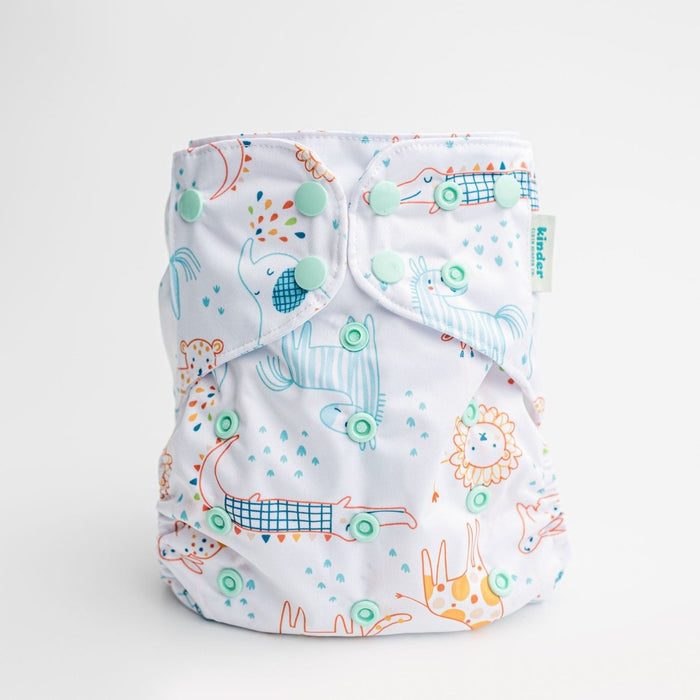 Animals and Insects: Essentials Pocket Cloth Diaper with Athletic Wicking Jersey, Grows with your Baby