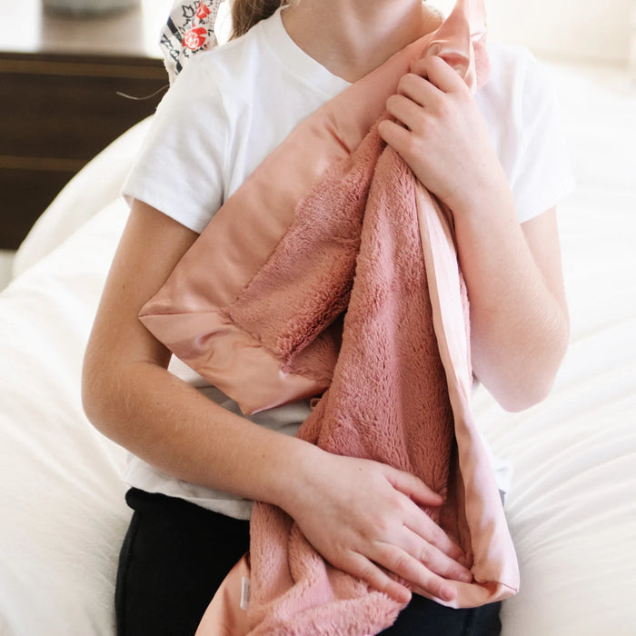 Dusty Peach Satin Border Mini Blanket