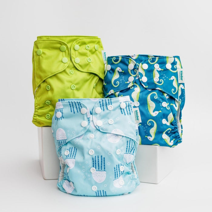 Animals and Insects: Essentials Pocket Cloth Diaper with Athletic Wicking Jersey, Grows with your Baby