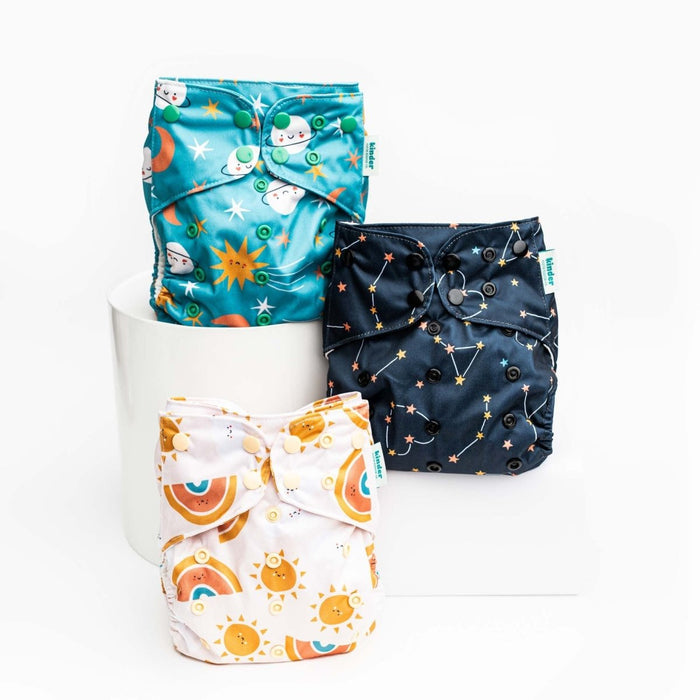Space and Sky: Essentials Pocket Cloth Diaper with Athletic Wicking Jersey, Grows with your Baby