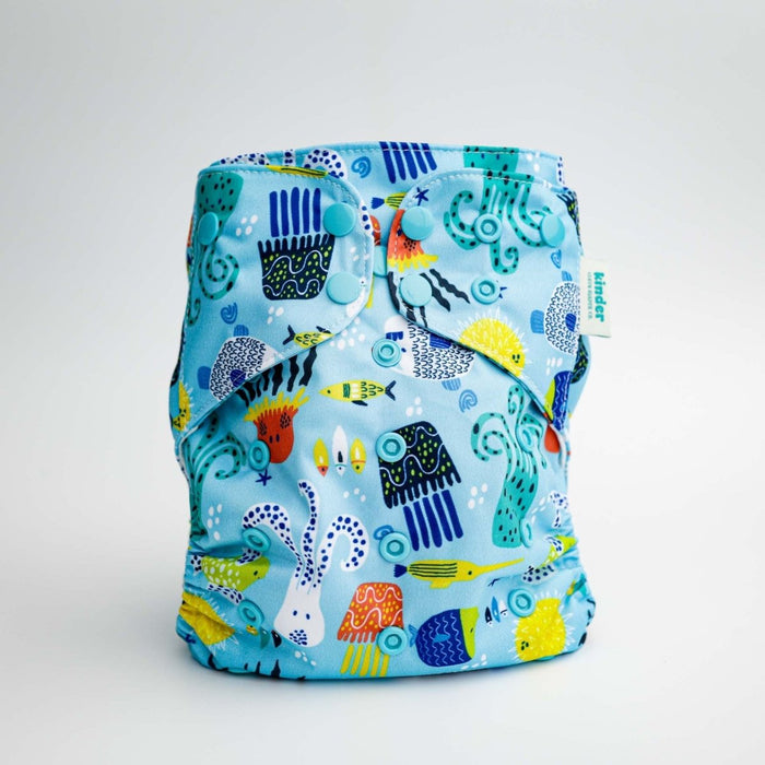 Animals and Insects: Essentials Pocket Cloth Diaper with Athletic Wicking Jersey, Grows with your Baby