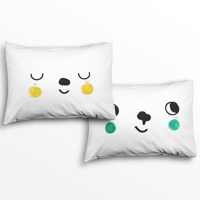 2-pack Happy Faces Standard Size Pillowcases - Nature Baby Outfitter