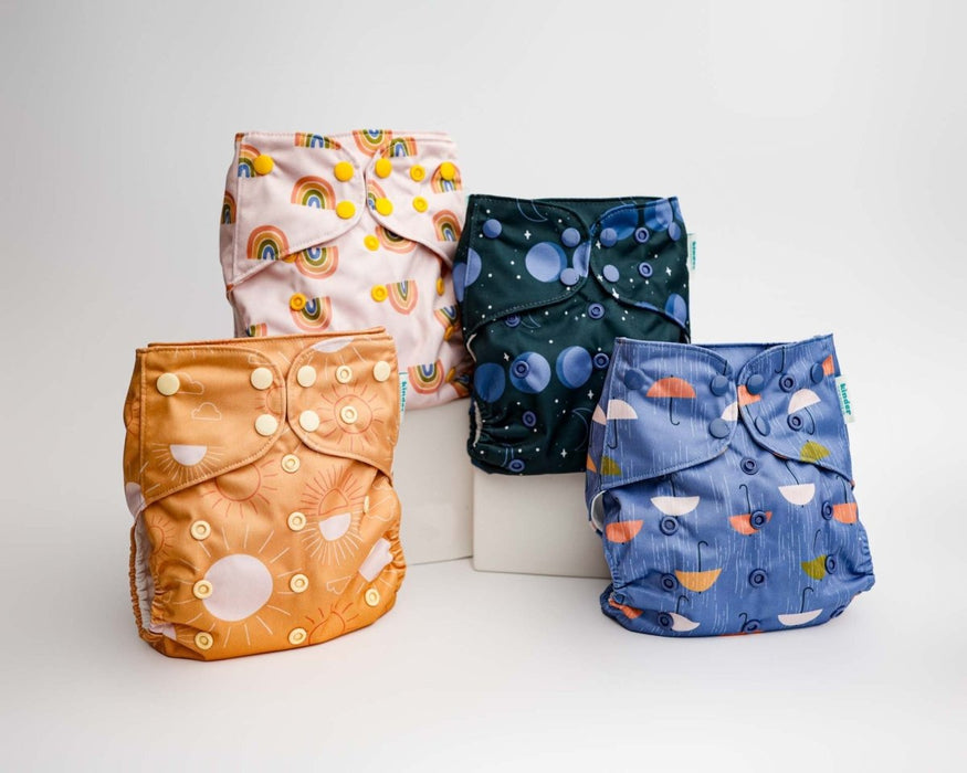 Space and Sky: Essentials Pocket Cloth Diaper with Athletic Wicking Jersey, Grows with your Baby
