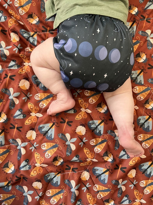 Space and Sky: Essentials Pocket Cloth Diaper with Athletic Wicking Jersey, Grows with your Baby