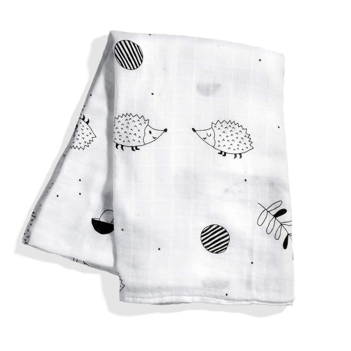 Hedgehog and mushrooms bamboo swaddle - Nature Baby Outfitter